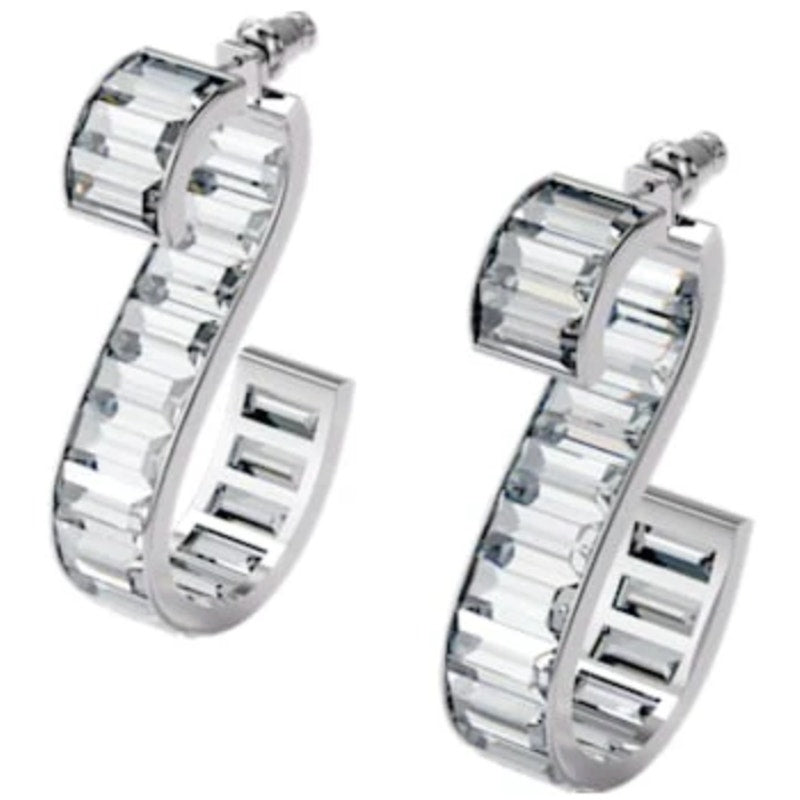 Swarovski Matrix S Drop Earrings, Baguette Cut, White, Rhodium Plated