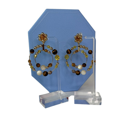 Swarovski Somnia Hoop Earrings Tiger eye, Gold-tone plated, Mother of pearl