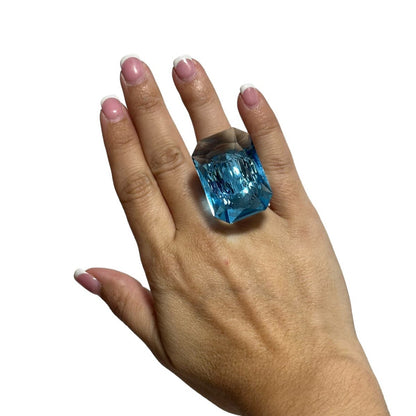 Swarovski Lucent cocktail ring Oversized crystal, Octagon cut, Blue 58 / 8USA