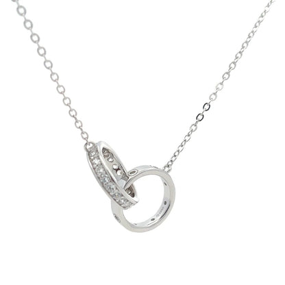 Unbreakable Bond two ring Interlocking Circle Silver Necklace