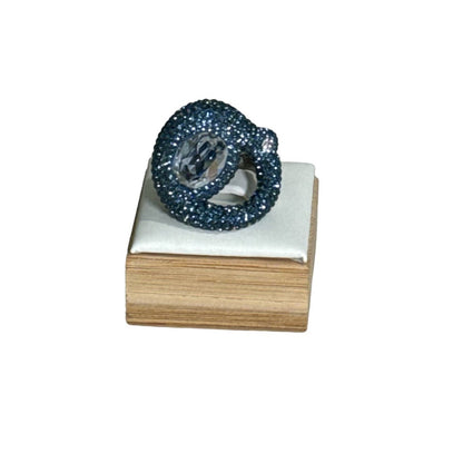 Swarovski Tigris ring Mixed cuts, Water droplets, Blue, Palladium plated