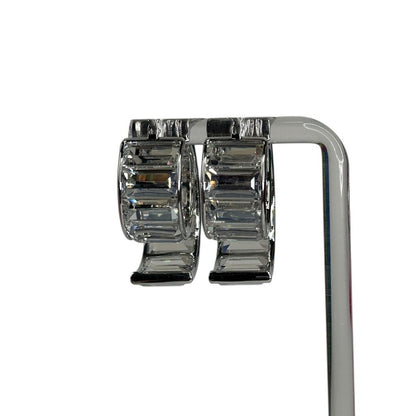 Swarovski Matrix Hoop Earrings Baguette Cut, White, Rhodium Plated