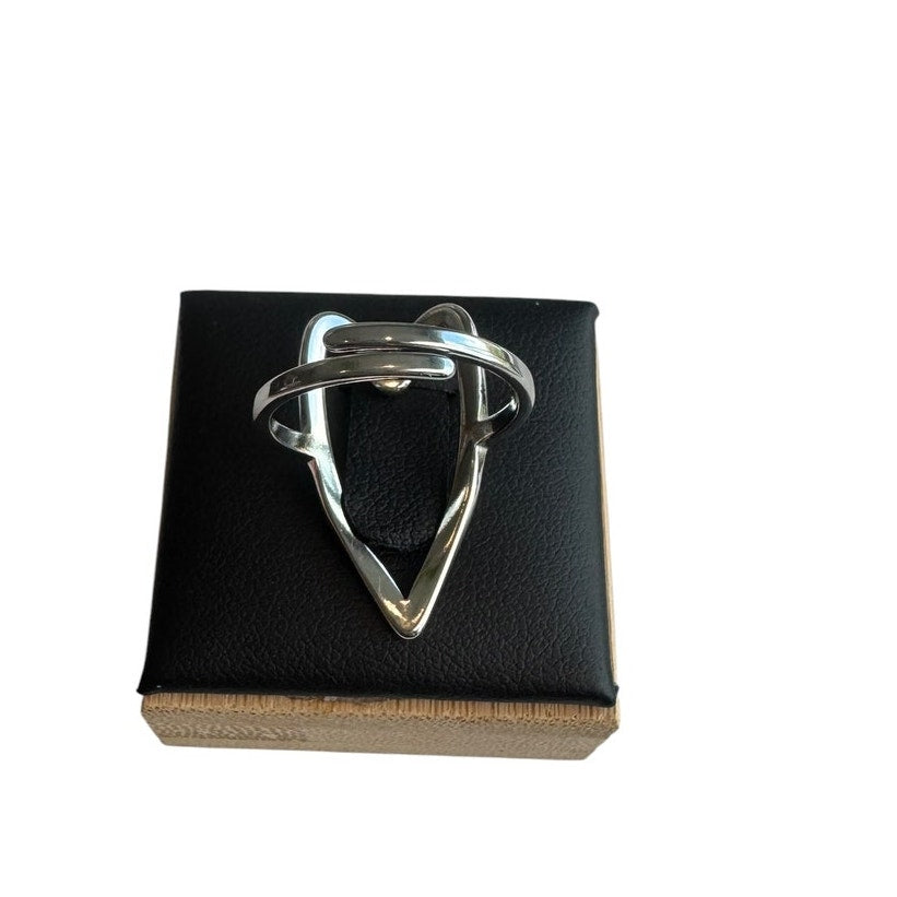 Abstract Heart Ring Minimalist Sculptural Design silver