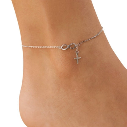 Infinity Cross Anklet 925 Sterling Silver Dainty Faith Jewelry ✨