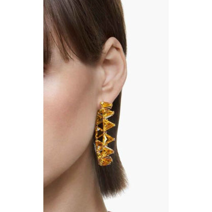 Swarovski Millenia hoop earrings Yellow, Gold-tone plated