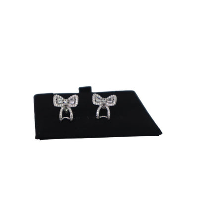 Elegant Sparkle Bowtie Earrings | 925 Sterling Silver & Cubic Zirconia Bow Studs