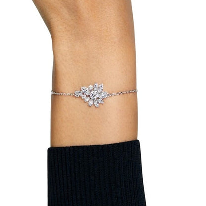 Swarovski Gema Adjustable bracelet Mixed cuts, Flower, White, Rhodium plated