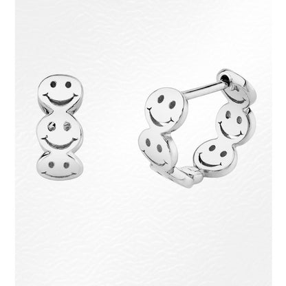 Silver happy Huggies Earring Hoop Jewelry 925 sterling silver