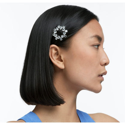 Swarovski Hair Clip, Pear Cut Crystals, White, Rhodium Plated