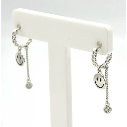 happy Face Huggies Earrings 925 Sterling Silver Earring for Women