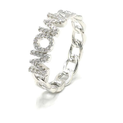 MOM Ring 925 Sterling Silver with Cubic Zirconia  Size 8