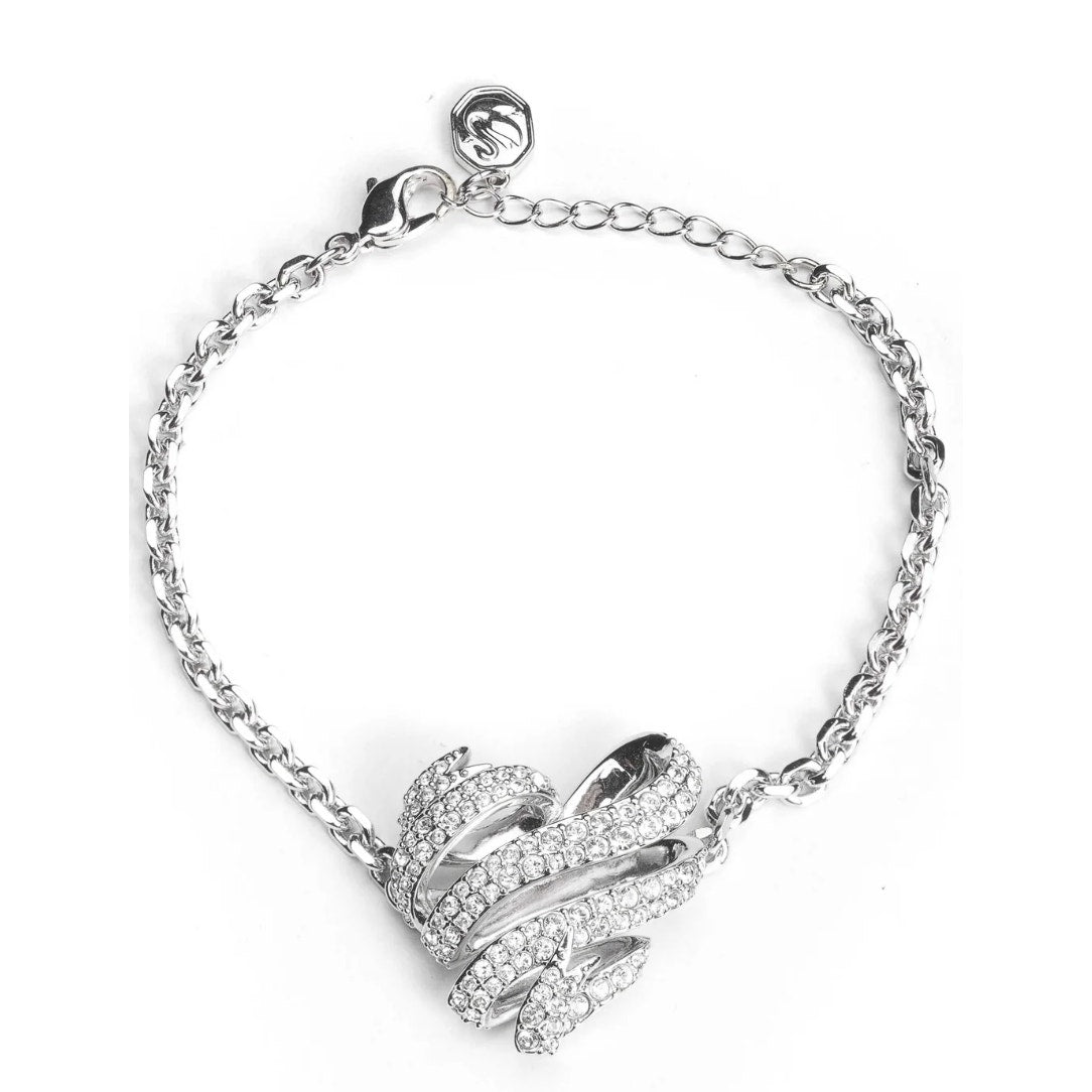 Swarovski Volta Bracelet, Heart, White, Rhodium Plated
