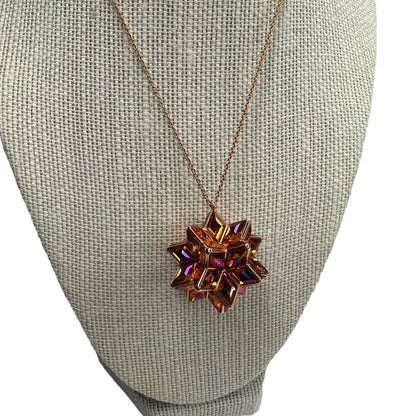 Swarovski Curiosa Pendant, Geometric Crystals Pink Rose-Gold Tone Plated Necklace