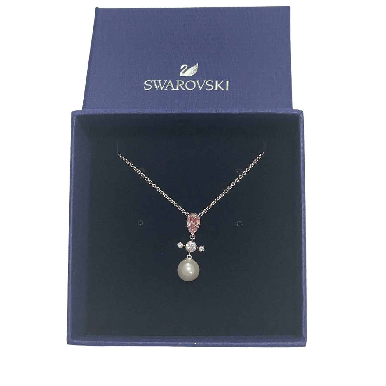 Swarovski Perfection Silver Necklace Pink RHS Crystal Pearl New