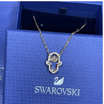 Swarovski Luckily Hamsa hand Pendant Necklace in Gold Tone Plated