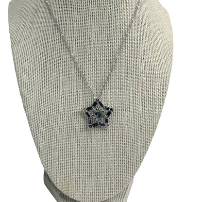 Swarovski Stella pendant Mixed cuts, Star, Long, Blue, Rhodium plated Necklace