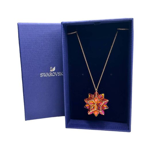 Swarovski Curiosa Pendant, Geometric Crystals Pink Rose-Gold Tone Plated Necklace