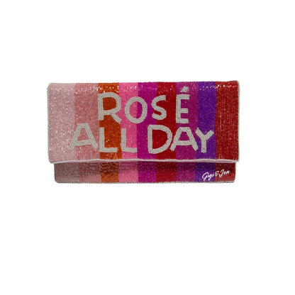 Rosé All Day Beaded Clutch/Crossbody Purse - Shades of Pink, New Night Out Bag