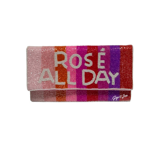 Rosé All Day Beaded Clutch / Crossbody Purse shades of Pink new night out bag
