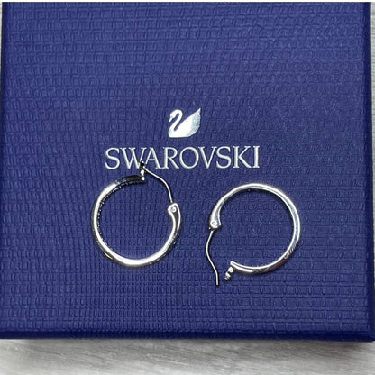 Swarovski Small Rhodium White Crystal Sommerset Hoop Earrings