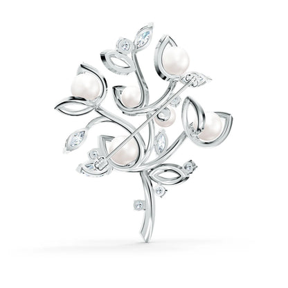 Swarovski Leonore Tree Brooch White, Rhodium plated New