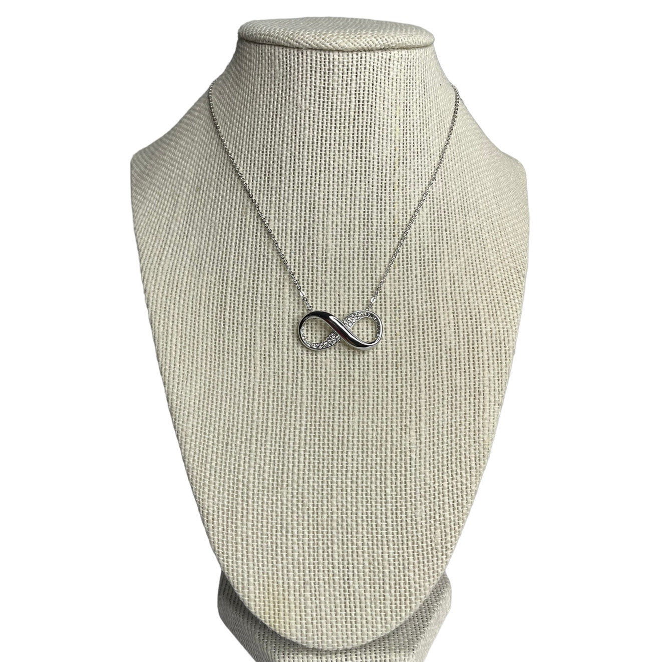 Swarovski Exist pendant Infinity Necklace , White, Rhodium plated