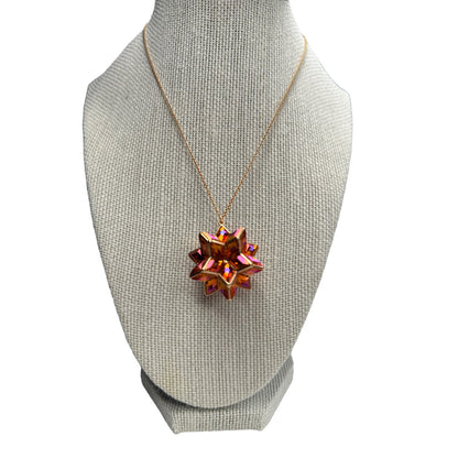 Swarovski Curiosa Pendant, Geometric Crystals Pink Rose-Gold Tone Plated Necklace