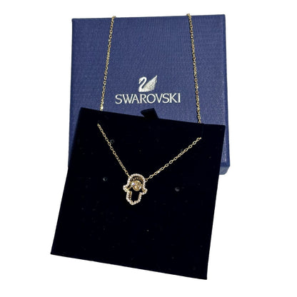 Swarovski Luckily Hamsa hand Pendant Necklace in Gold Tone Plated