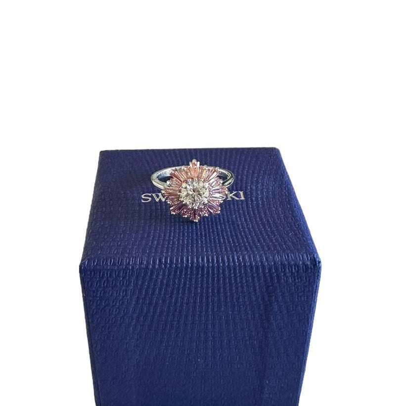 Swarovski Sunshine ring Mixed cuts, Sun, Pink, Rhodium plated 55 / 7
