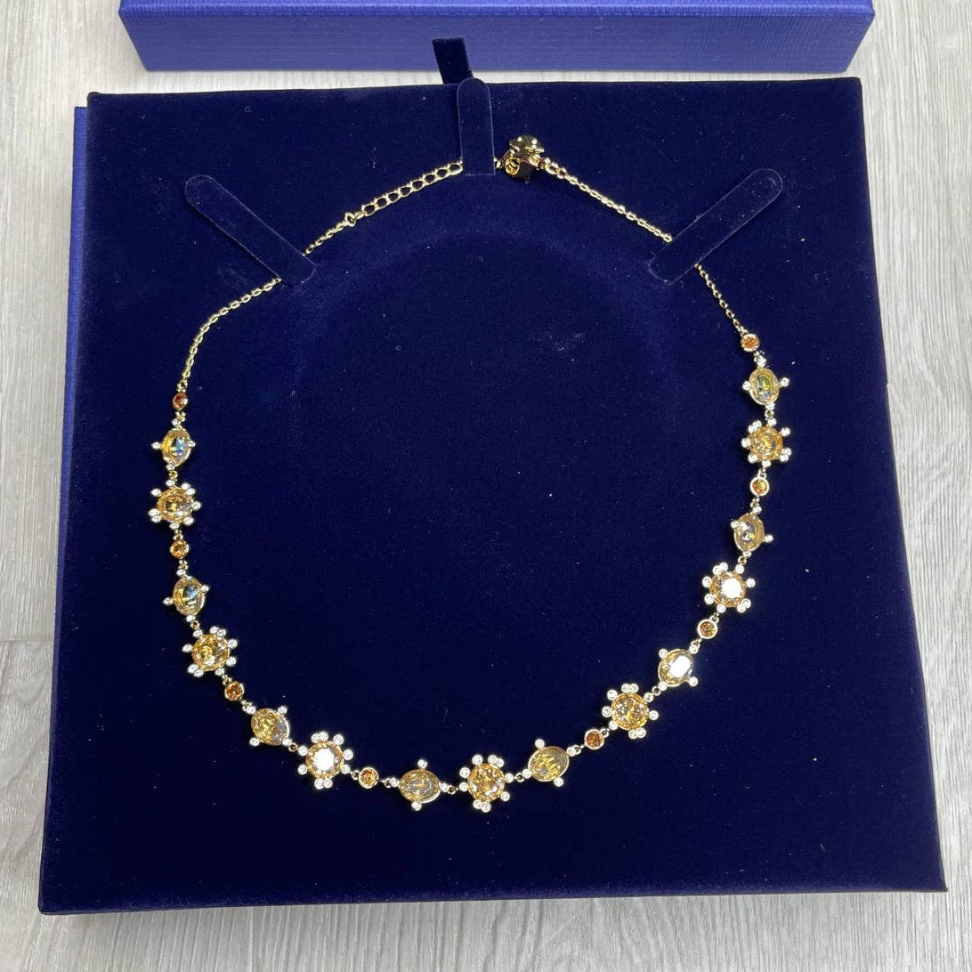 Swarovski Olive All Round Necklace Multi Color Gold Plated