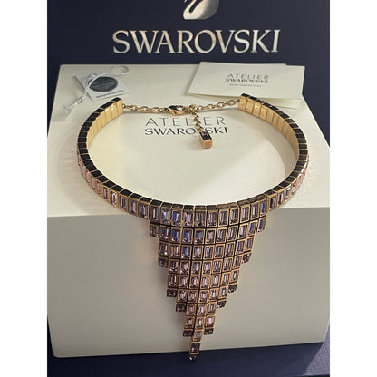 Swarovski Atelier Fluid Statement Necklace Violet, Rose-gold tone plated new