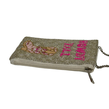 HOWDY YALL Message Cowboy Boots Seed Beaded Crossbody Bag Phone bag