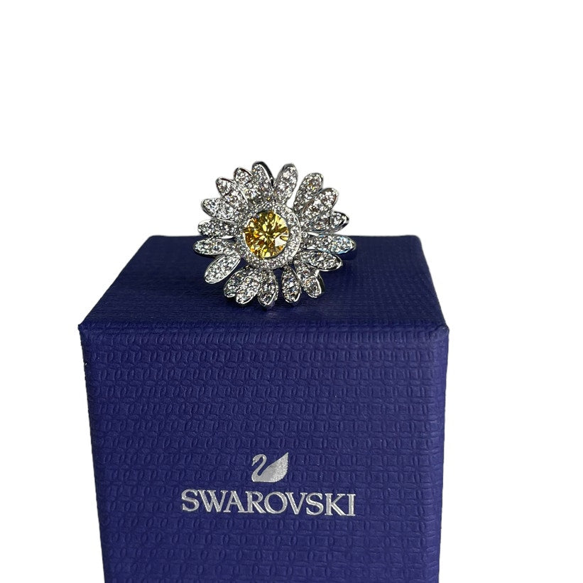 Swarovski Eternal Flower ring Flower, Yellow, Mixed metal finish Eur 58 / USA 8