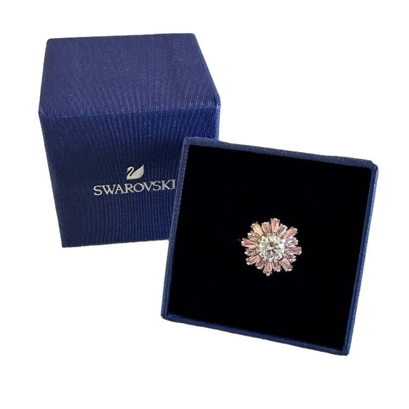 Swarovski Sunshine ring Mixed cuts, Sun, Pink, Rhodium plated 55 / 7