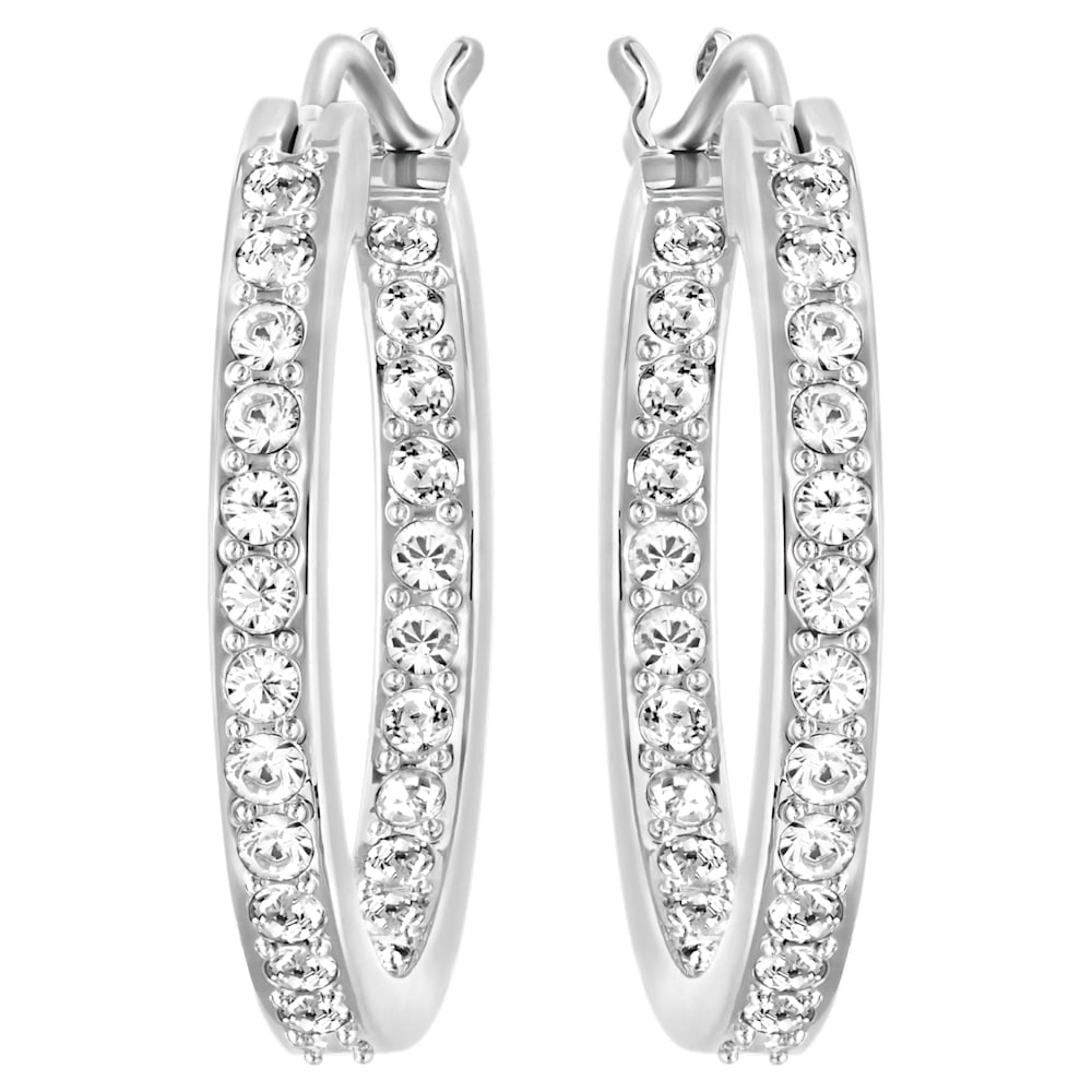 Swarovski Small Rhodium White Crystal Sommerset Hoop Earrings