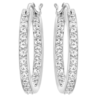 Swarovski Small Rhodium White Crystal Sommerset Hoop Earrings