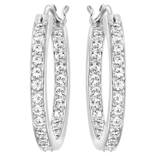 Swarovski Small Rhodium White Crystal Sommerset Hoop Earrings