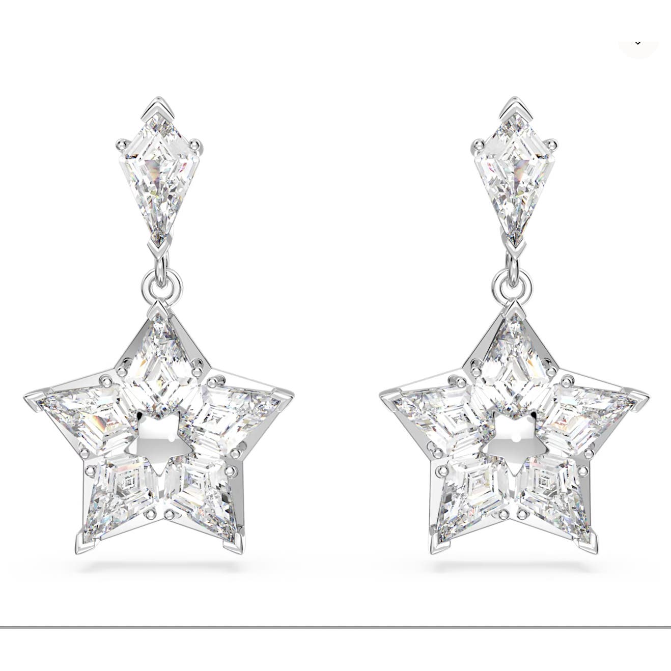 Swarovski Stella drop earrings Kite cut, Star, White, Rhodium plated