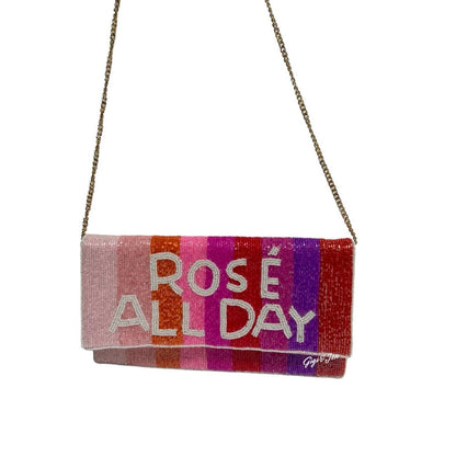 Rosé All Day Beaded Clutch/Crossbody Purse - Shades of Pink, New Night Out Bag