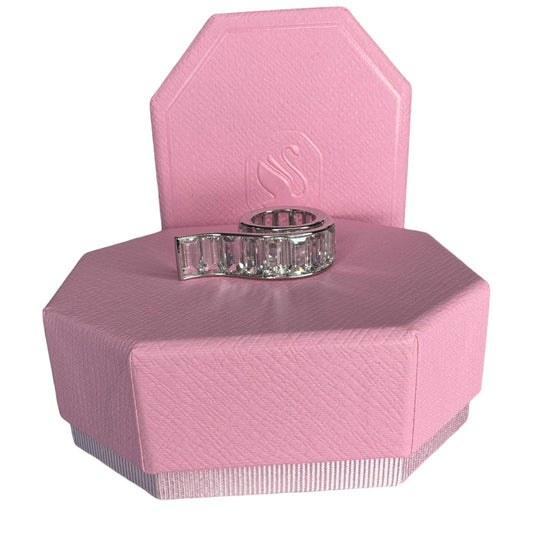 Swarovski Matrix ring Baguette cut, White, Rhodium plated EUR 55 / USA 7