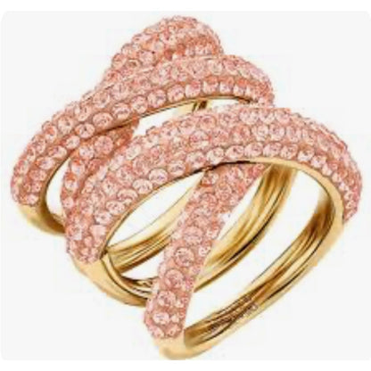 Swarovski Atelier Tigris wide ring Pink, Gold-tone plated New 52/ USA 6