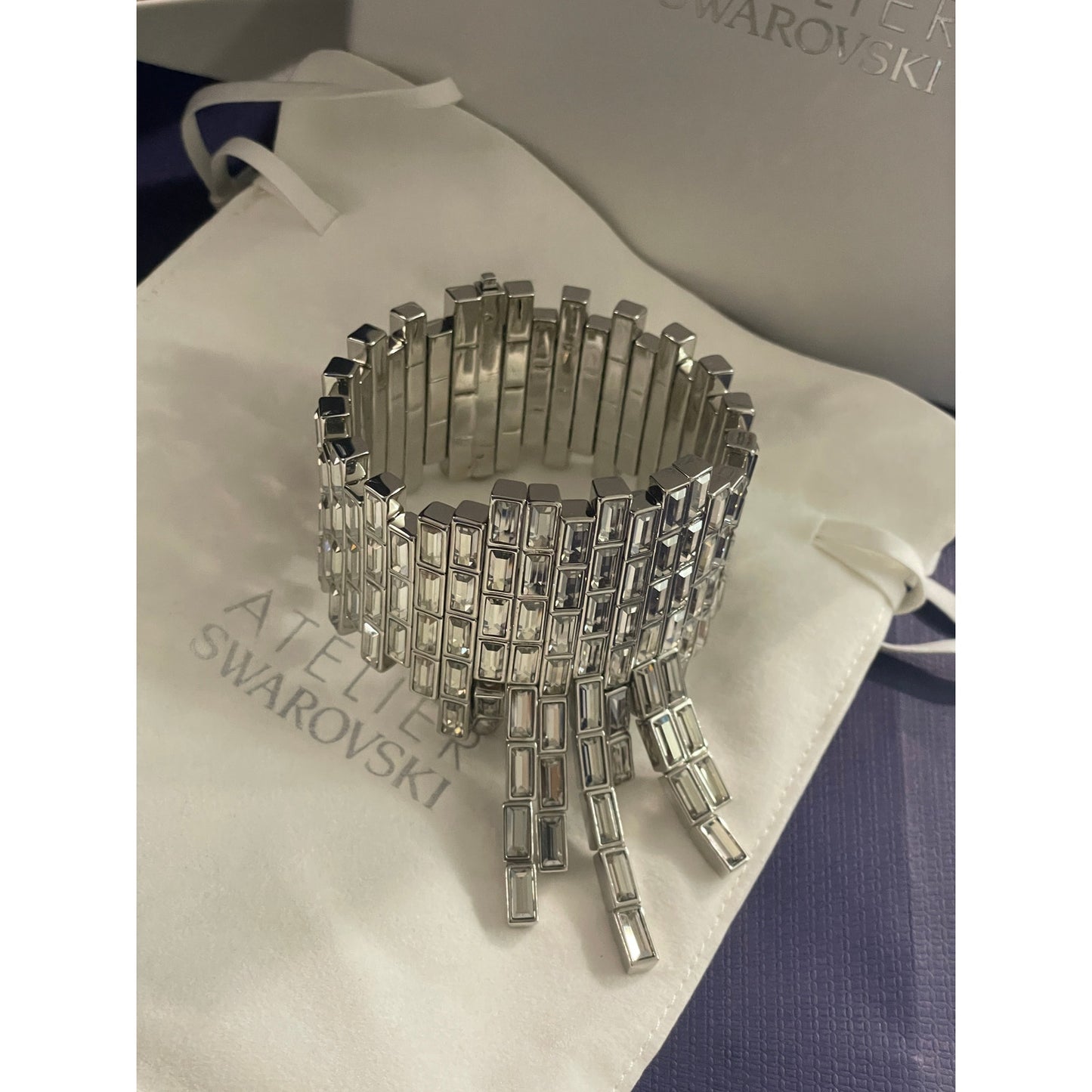 Swarovski Atelier Crystal Silver Shade Fluid Azzurro Bracelet 5483204