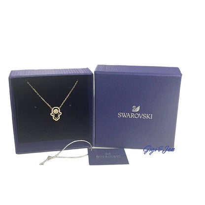 Swarovski Luckily Hamsa hand Pendant Necklace in Gold Tone Plated