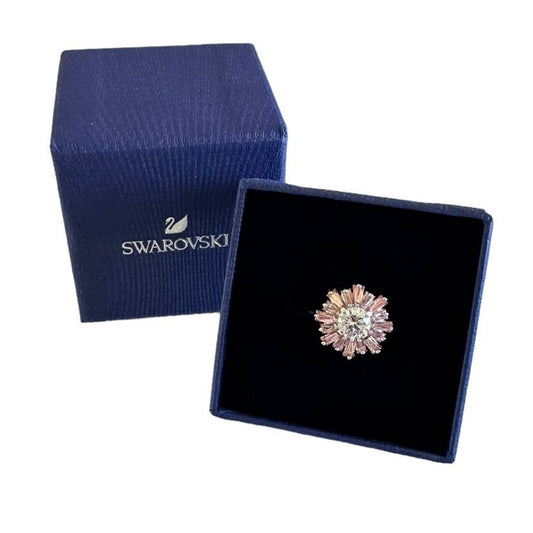 Swarovski Sunshine ring Mixed cuts, Sun, Pink, Rhodium plated 52/ 6