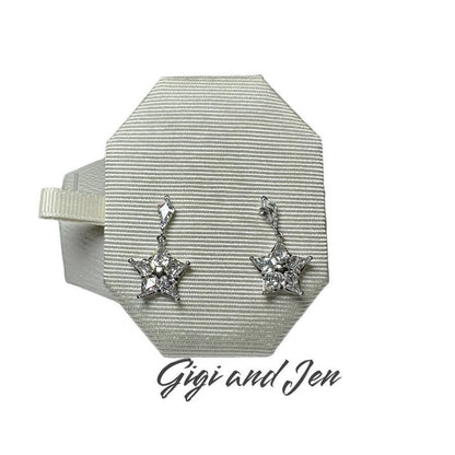 Swarovski Stella drop earrings Kite cut, Star, White, Rhodium plated