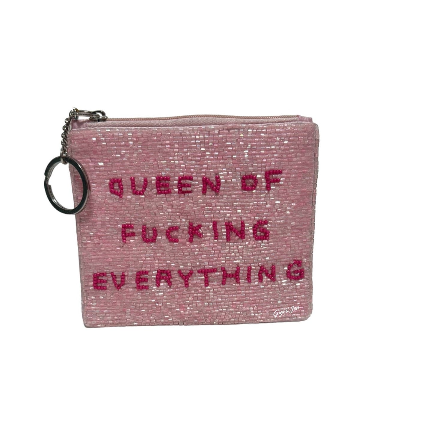 Queen Of Everything Small Pouch Key Ring Pink