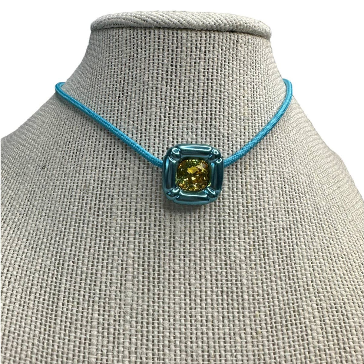 Swarovski Dulcis Cushion cut, Blue Choker Necklace