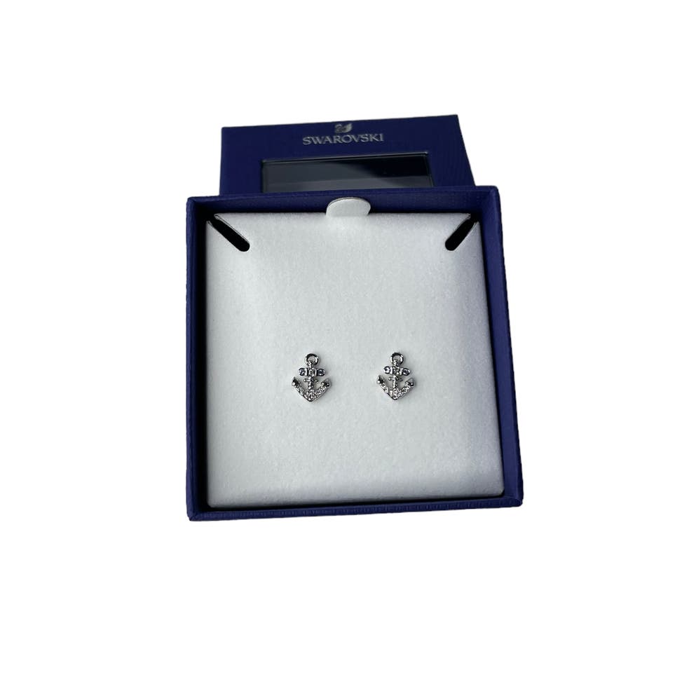 Swarovski Anchor Travel Exclusive Rhodium Plated and Crystal Stud Earrings