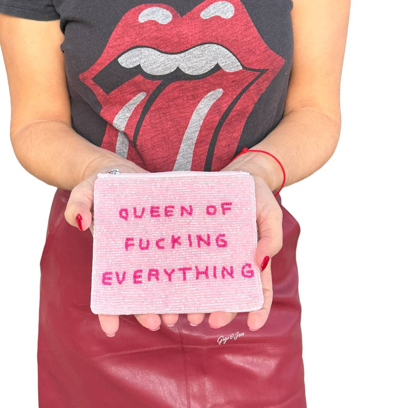 Queen Of Everything Small Pouch Key Ring Pink