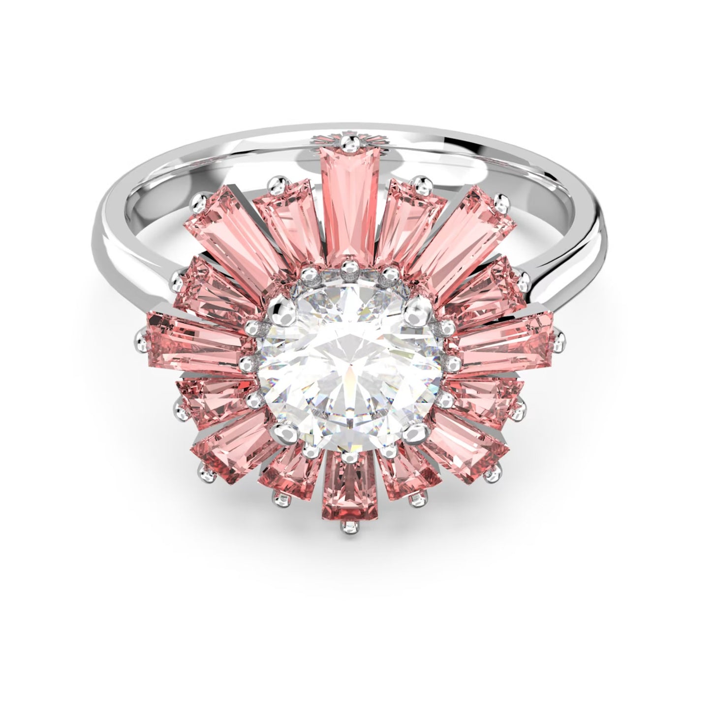 Swarovski Sunshine ring Mixed cuts, Sun, Pink, Rhodium plated 55 / 7